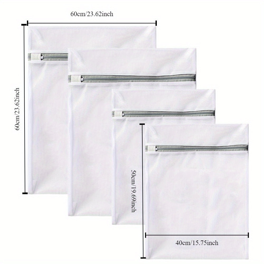 4pcs Premium Mesh Laundry Bags with Durable Zipper - Breathable & Rust-Proof for Delicates, Bras, Socks - Versatile Sizes, Ideal for Efficient Washing, Laundry Room Accessories, Laundry Bags