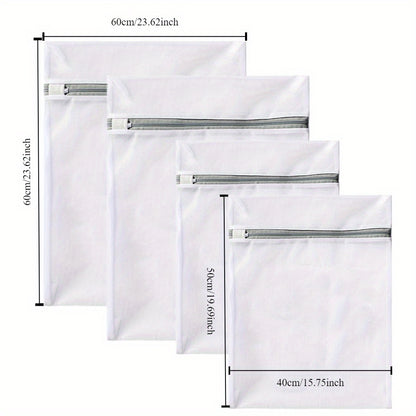 4pcs Premium Mesh Laundry Bags with Durable Zipper - Breathable & Rust-Proof for Delicates, Bras, Socks - Versatile Sizes, Ideal for Efficient Washing, Laundry Room Accessories, Laundry Bags