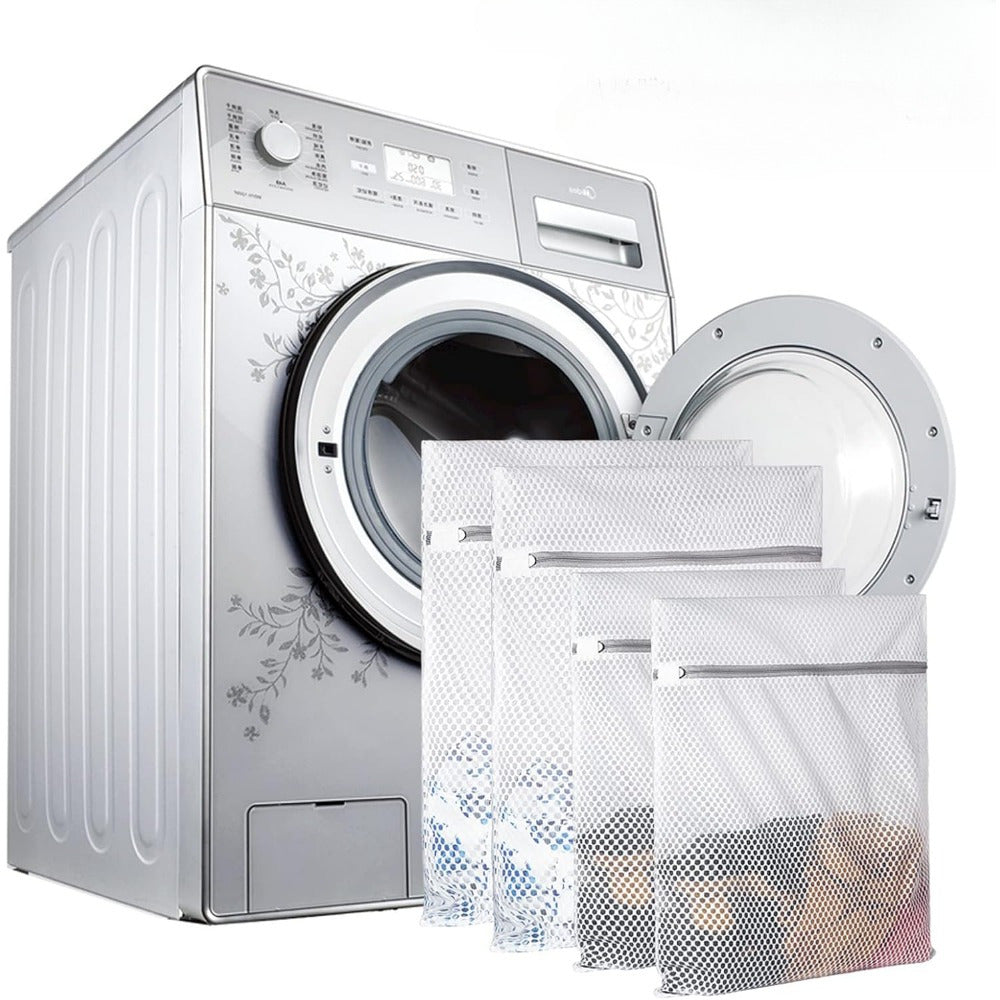 4pcs Premium Mesh Laundry Bags with Durable Zipper - Breathable & Rust-Proof for Delicates, Bras, Socks - Versatile Sizes, Ideal for Efficient Washing, Laundry Room Accessories, Laundry Bags