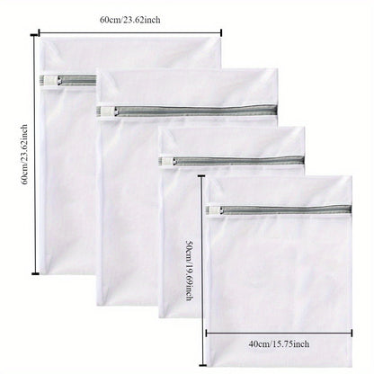 4pcs Premium Mesh Laundry Bags with Durable Zipper - Breathable & Rust-Proof for Delicates, Bras, Socks - Versatile Sizes, Ideal for Efficient Washing, Laundry Room Accessories, Laundry Bags
